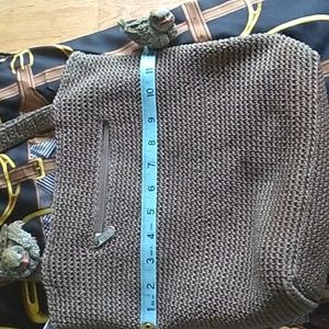 ⚜️  The Sak Woven Crochet Bucket Bag Tan Pocket Medium Purse VNPLC